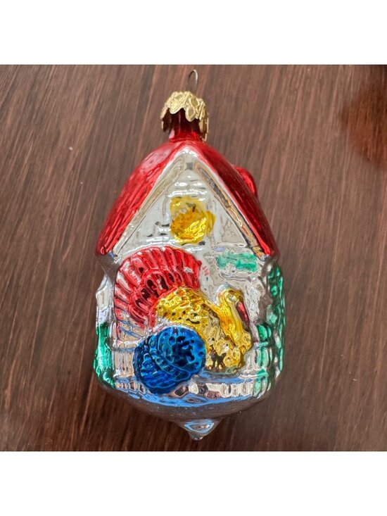 West Germany Other - Vintage Christmas Thanksgiving Ornament Blown Glass West Germany Turkey House 3"